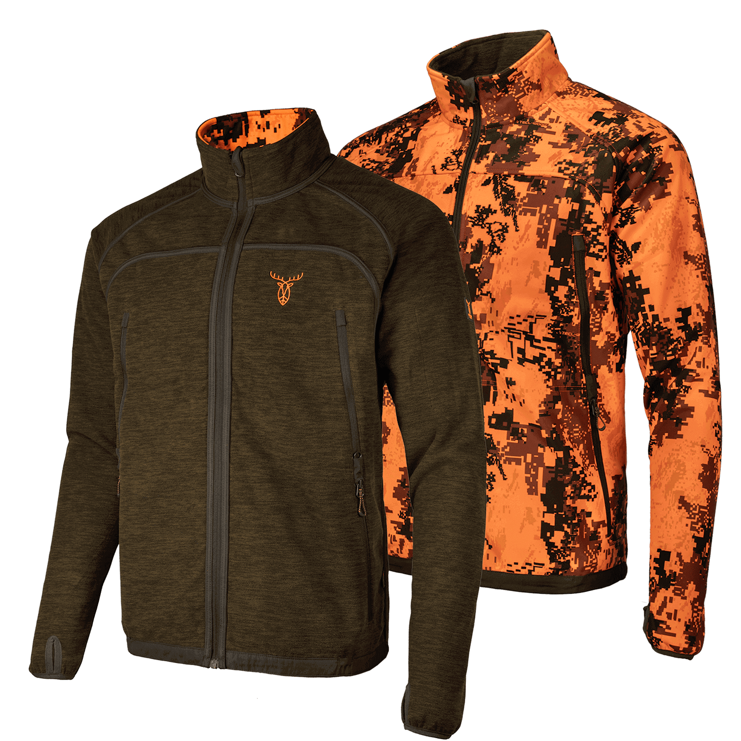  Pirscher Gear Fleece- reversible jacket (Blaze/Brown) - Harvest Hunt