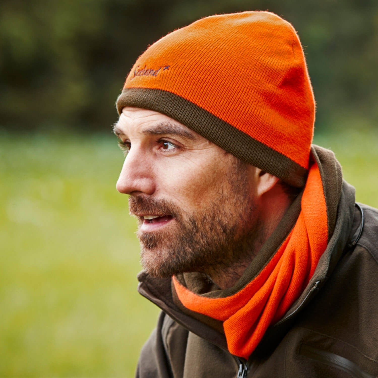  Seeland Ian reversible scarf (Hi-Vis Orange/Pine Green)