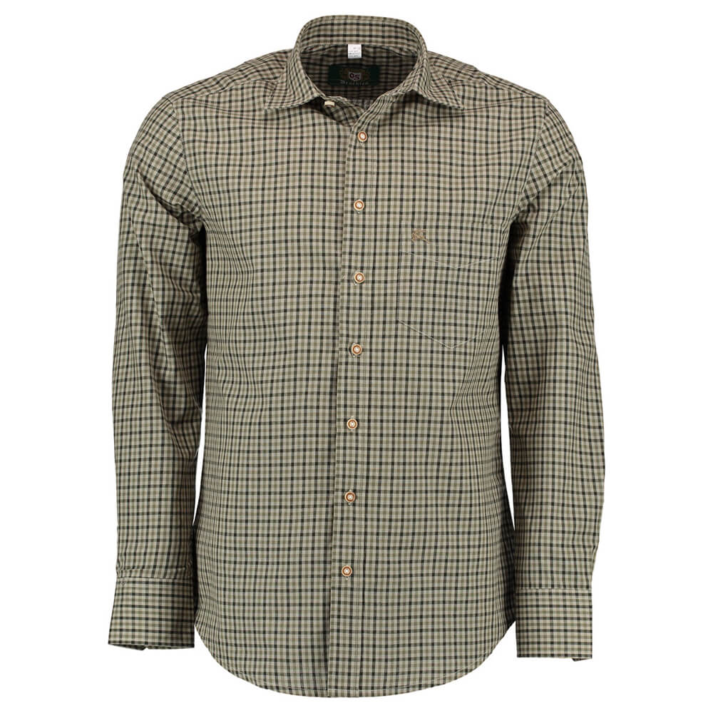 OS Trachten Shirt Slimfit (dark green check) - Shirts
