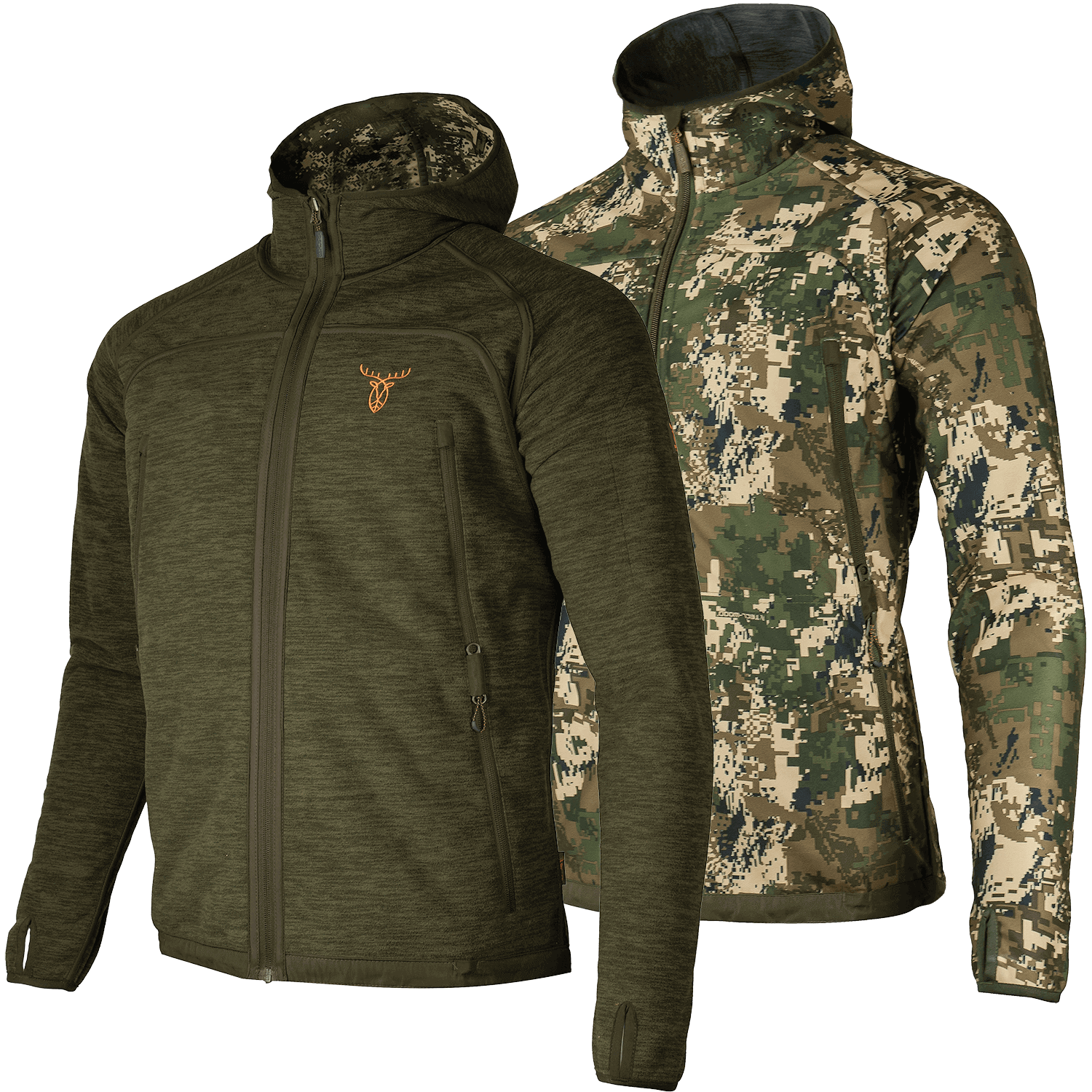 Pirscher Gear Hoodie Fleece Reversible Jacket (optimax 2S/g - Stalking